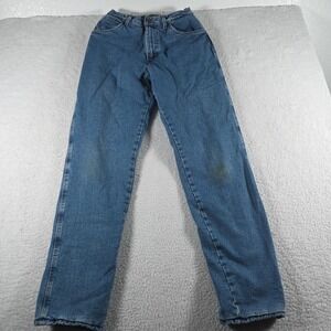 Vintage Wrangler Rugged Wear Jeans Womens SZ 9/10x34 Fleece‎ Lined Med Blue